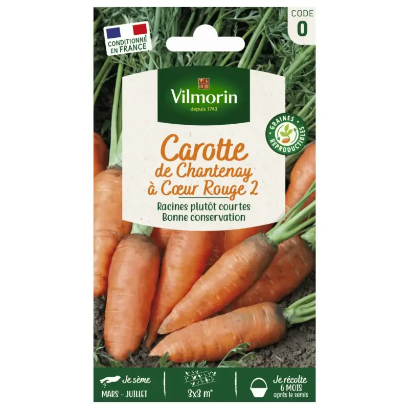 Carotte de Chantenay à cœur rouge 2 Vilmorin – graines à semer Prix Choc