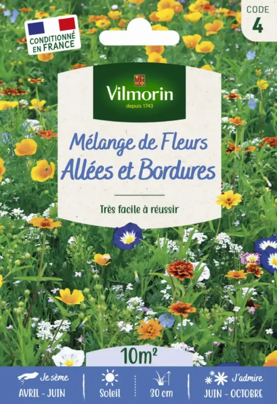 Mélange de fleurs Allées et Bordures Vilmorin – graines à semer Remise