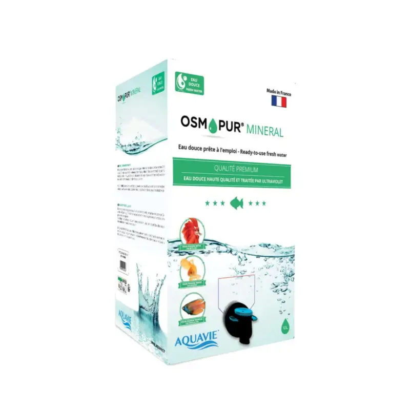 Quantité Limitée Eau reminéralisée pour aquarium prêt à l’emploi Aquavie Osmopur Minéral – 10 L