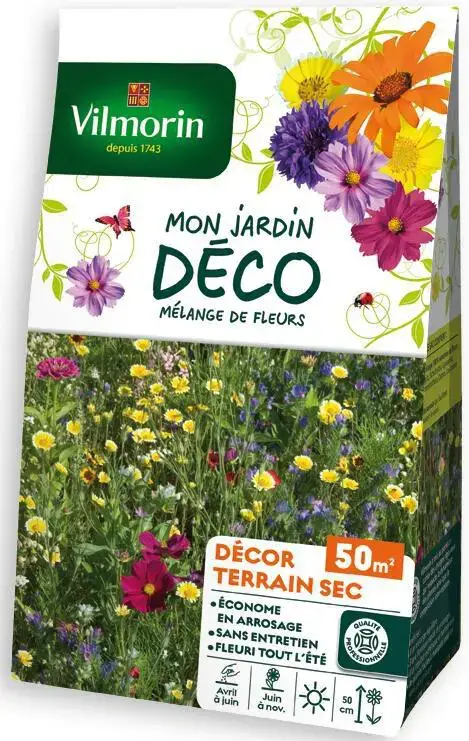 Top Vente Graines de fleurs en mélange décor terrain sec 50 m² Vilmorin – graines à semer