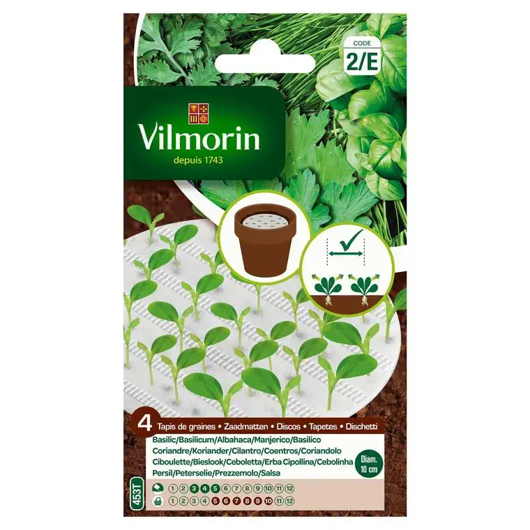 Tapis de graines aromatiques à semer Basilic Coriandre Ciboulette Persil Vilmorin Vente Directe