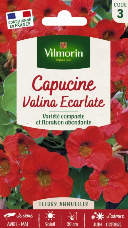 Petit Prix Capucine Valina Écarlate Vilmorin – graines à semer