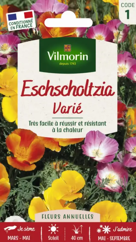 Eschscholtzia Varié Vilmorin – graines à semer Retour Gratuit