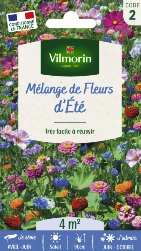 Expédition Rapide Mélange de fleurs d&rsquo;été Vilmorin – graines à semer pour 4 m² de surface