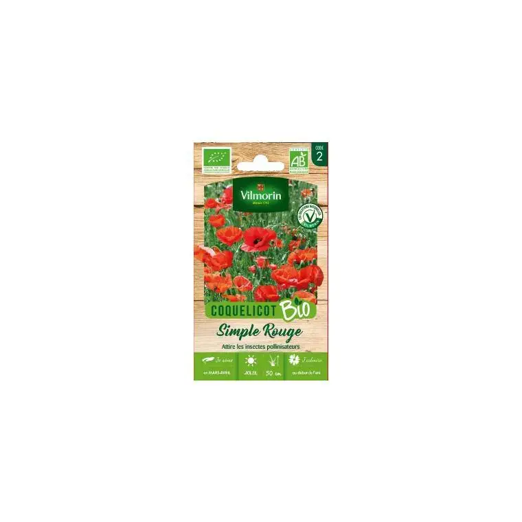 Coquelicot Simple rouge Bio Vilmorin – graines à semer Prix Cassé