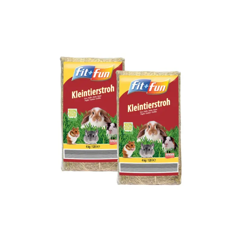 FIT+FUN Paille pour petits animaux 2×4 kg Haute Qualité