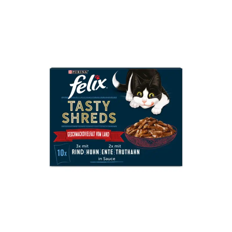 Felix Tasty Shreds 10 x 80 g Variété de saveurs du pays Commande En Gros