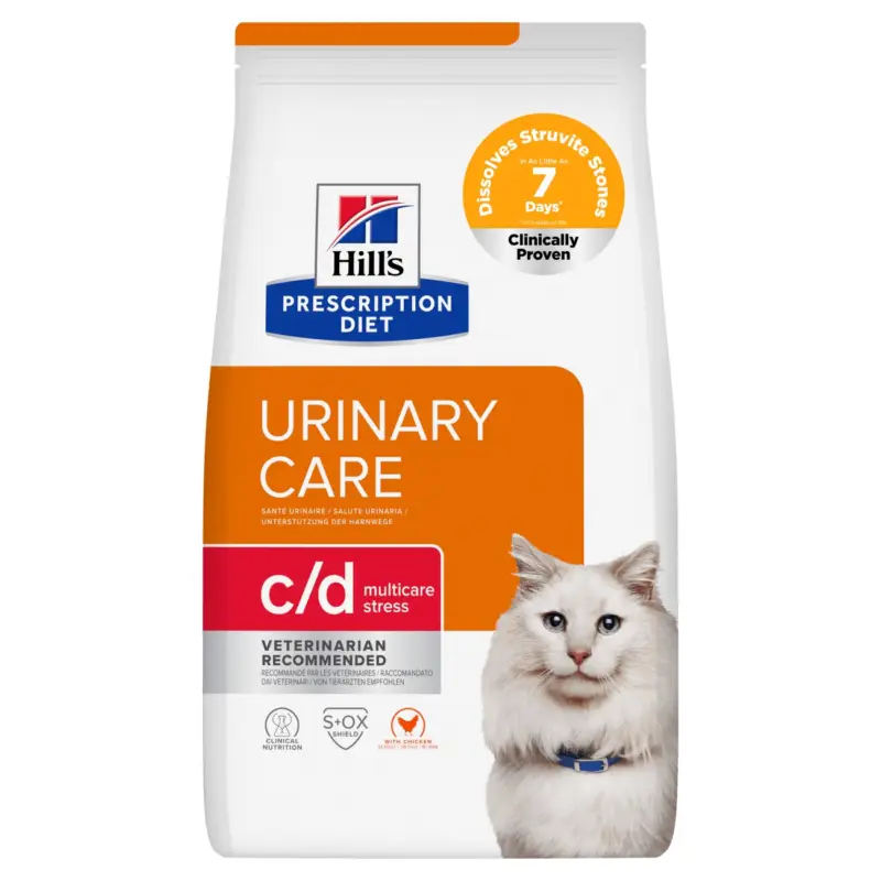 Commander Vite Hill's Prescription Diet c/d Multicare Stress Urinary Care Croquette Chat Adulte Poulet 3 kg