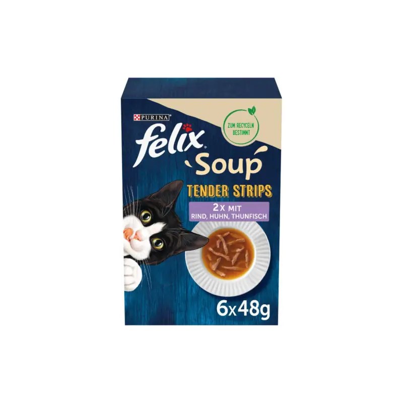 Prix Bas Felix Soup Tender Strips Soupe 6 x 48 g Bœuf, poulet, thon