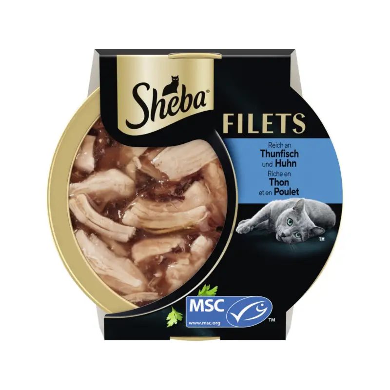 Commander Vite Sheba Filets aliment humide pour chat Thon et poulet 16×60 g