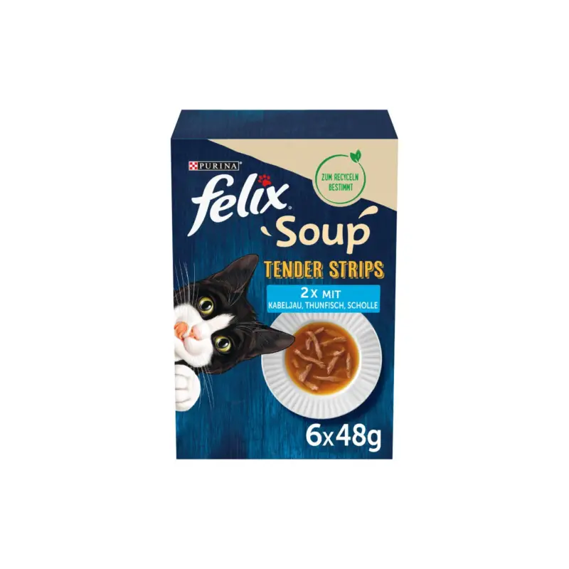 Felix Soup Tender Strips Soupe 6 x 48 g Cabillaud, thon, plie Prix Cassé