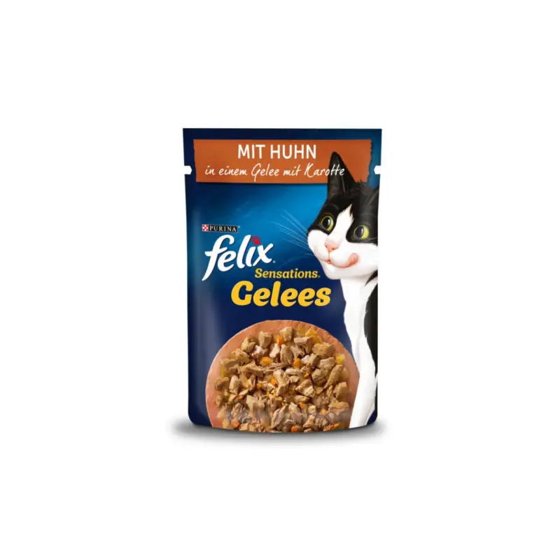 Felix Sensations Gelées Poulet et carottes 104×85 g Usine Directe