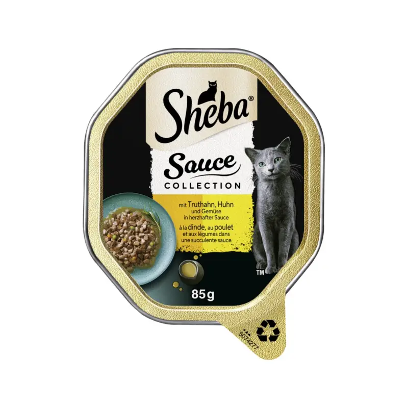 Sheba Collection de sauces Poulet, dinde et complément de légumes 22×85 g Expédition Rapide