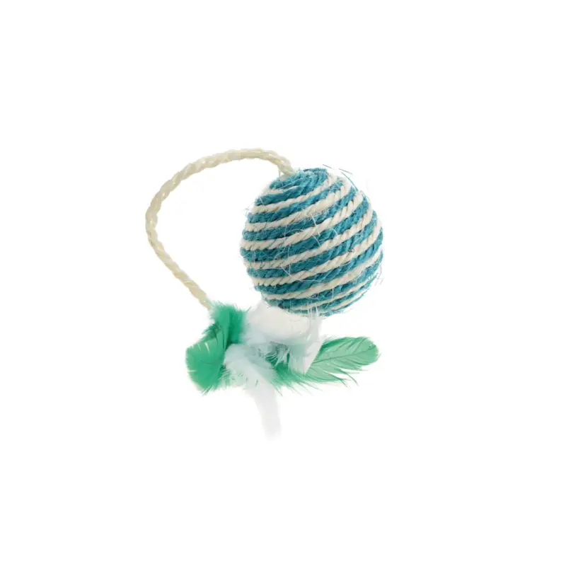 AniOne Jouet Balle en sisal avec plume 6 cm Usine Directe
