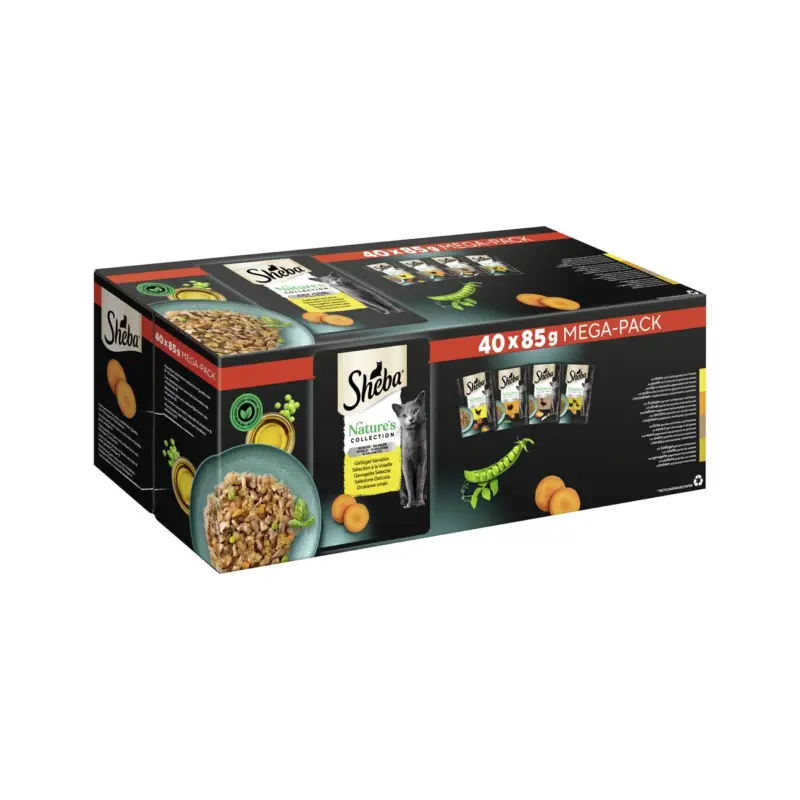 Satisfait Ou Remboursé Sheba Mega-Pack Nature’s Collection en gelée Volaille Variation 40 x 85 g