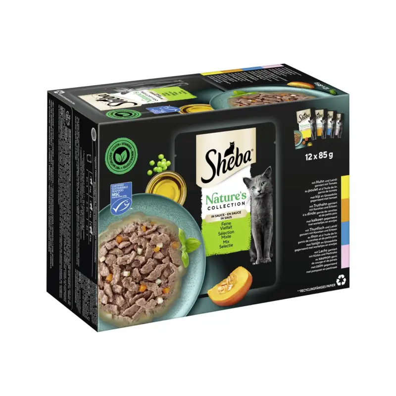 Produit De Marque Sheba Nature’s Collection en sauce fine variété 12 x 85 g Feine Vielfalt (MSC)