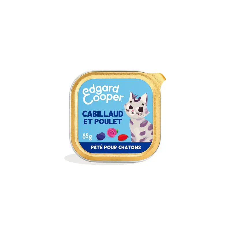 Expédié Aujourd&rsquo;hui Edgard & Cooper Barquette Chat Junior Poulet, cabillaud 16×85 g