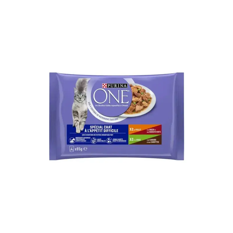 Promotion Saisonnière Purina ONE – Sachets pour Chat à l'appétit difficile 4 x 85 g