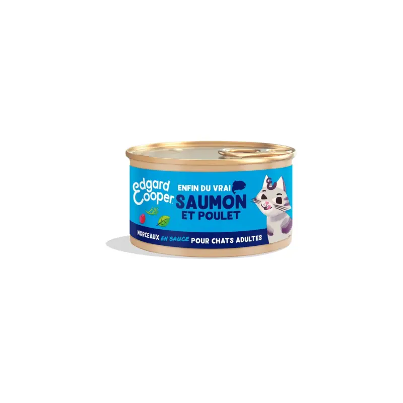Edgard & Cooper Morceaux en Sauce Chat Adulte Saumon 36×85 g Authentique