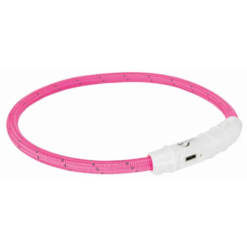 Usine Directe Trixie Flash anneau lumineux USB, nylon rose L-XL