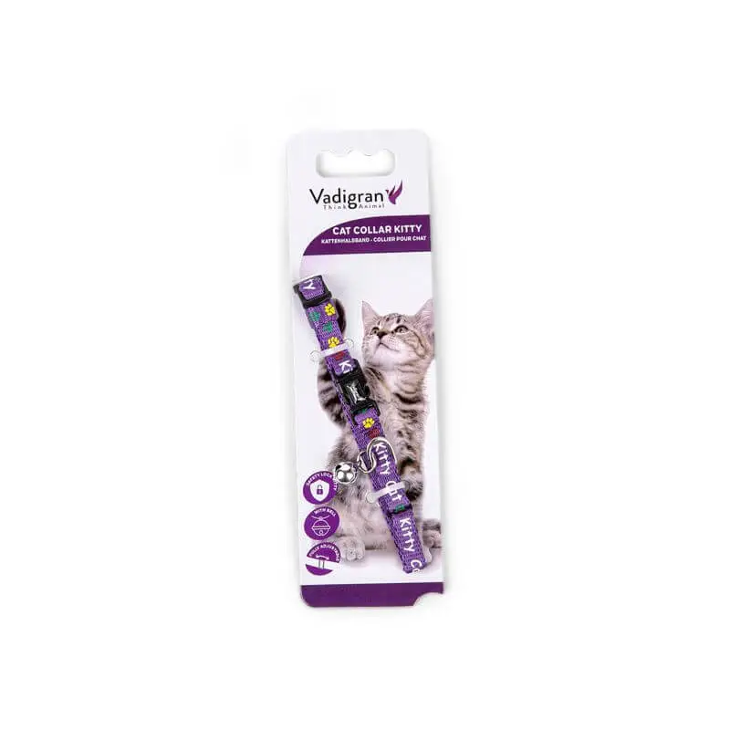 COLLIER CHAT KITTY CAT MAUVE 20-27cmx8mm Satisfait Ou Remboursé