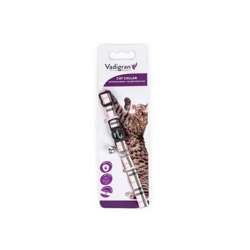 COLLIER CHAT ECOSSAIS ROSE 20-30cmx10mm Livraison Express
