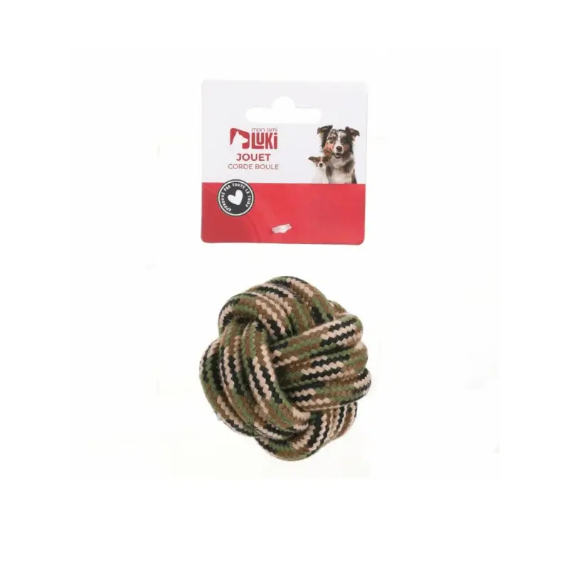 Prix Choc JOUET CORDE BOULE KAKI 10cm