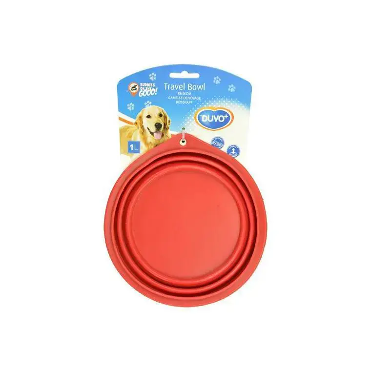 Transport Chien – Gamelle de voyage en silicone rouge – 1000 ml Satisfait Ou Remboursé