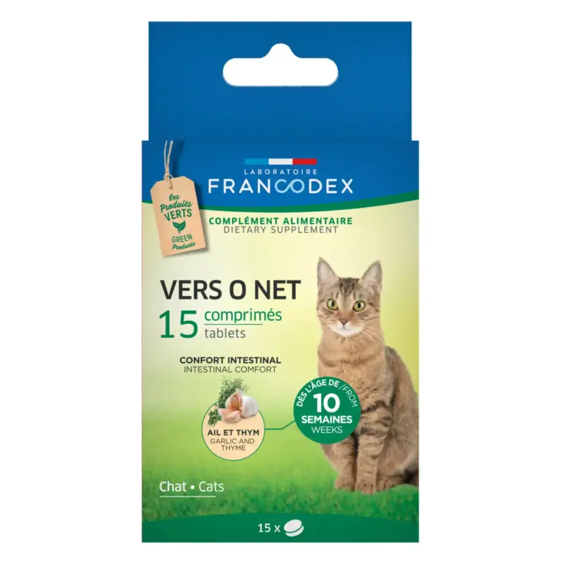 Complément alimentaire pour chat et chaton Vers O Net – 15 comprimés Bon Marché