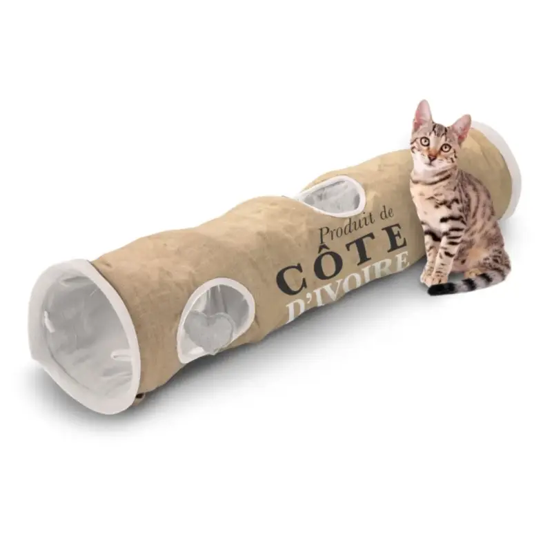 Couchage Chat – D&D Tunnel Pura Vida Brun et Blanc – 120 x 25 cm Affaire À Saisir