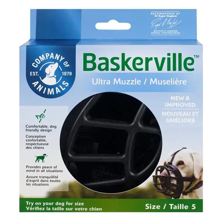 Nouveauté Muselière pour chien noire caoutchouc thermoplastique Baskerville Ultra – Taille 5