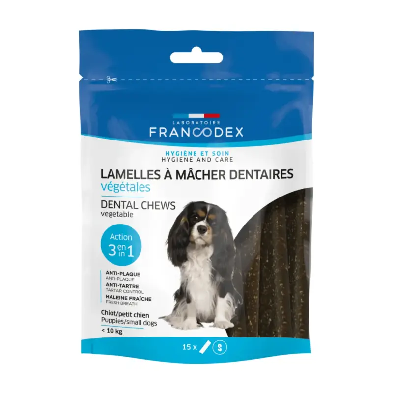Friandises Chien – Francodex Lamelles à mâcher dentaires pour chiots et petits chiens x15 Satisfait Ou Remboursé