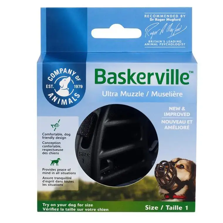 Petit Prix Muselière pour chien noire caoutchouc thermoplastique Baskerville Ultra – Taille 1