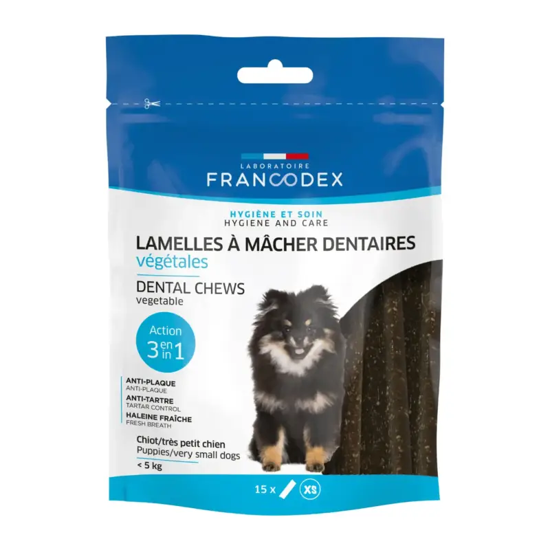 Livraison Express Friandises Chien – Francodex Lamelles à mâcher dentaires pour chiots et très petits chiens x15