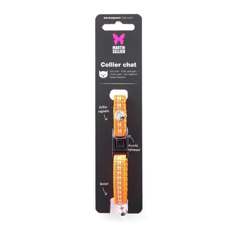 Collier Chat – Martin Sellier Collier Safety Orange – 20/30 x 1 cm Meilleur Choix
