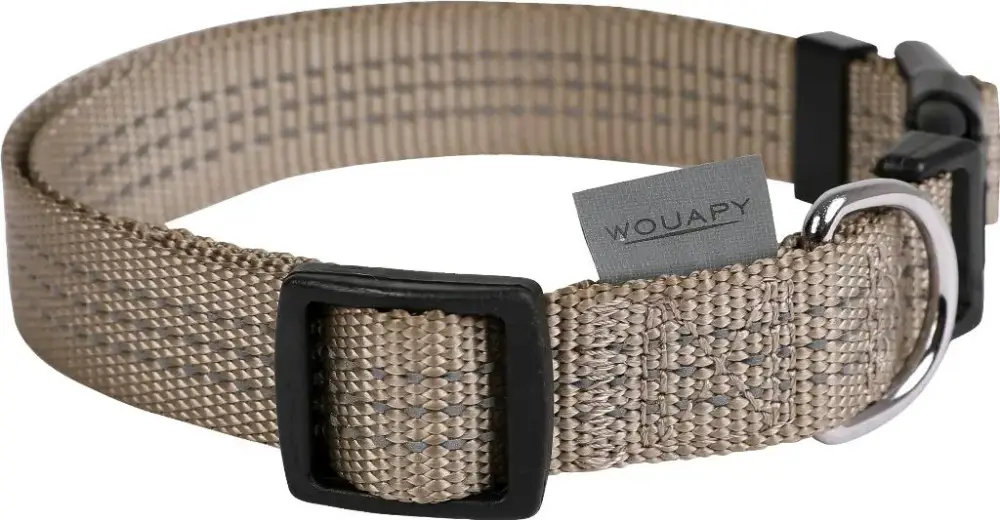 Commande En Gros Collier Chien – Wouapy Collier nylon Protect Taupe – 32/52 x 2 cm
