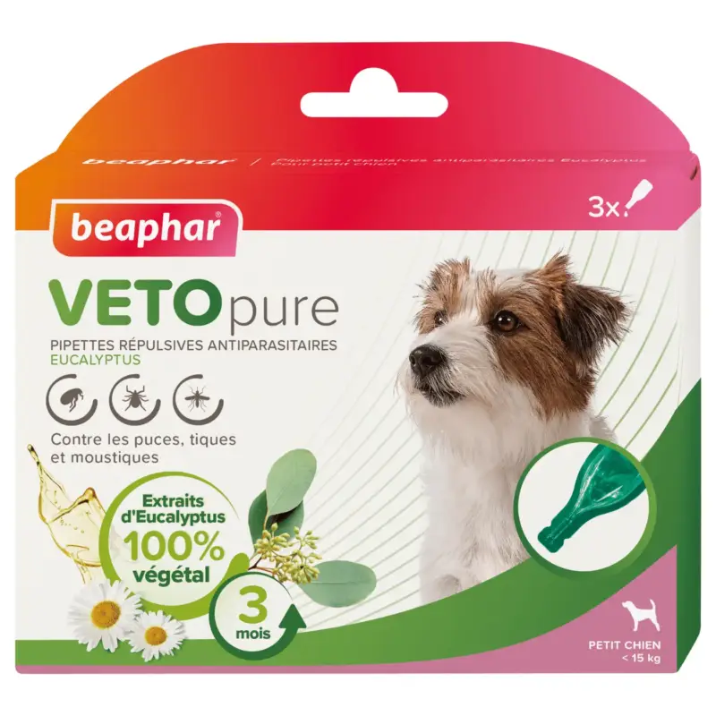 Vente Directe Soin Chien – Beaphar Pipette antiparasitaire Vetopure petit chien- 3 x 1 ml