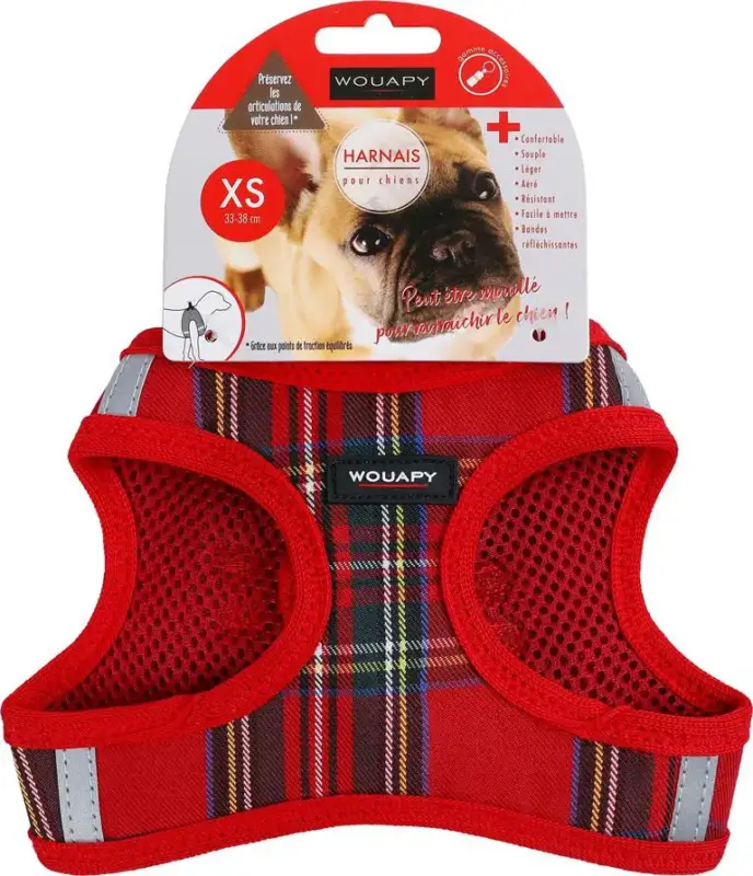 Commande En Gros Wouapy Harnais Chien Soft Écossais Multicolore XS – 33-38 cm