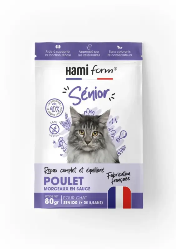 Hamiform repas complet pour chat sénior Poulet – 85 gr Affaire À Saisir