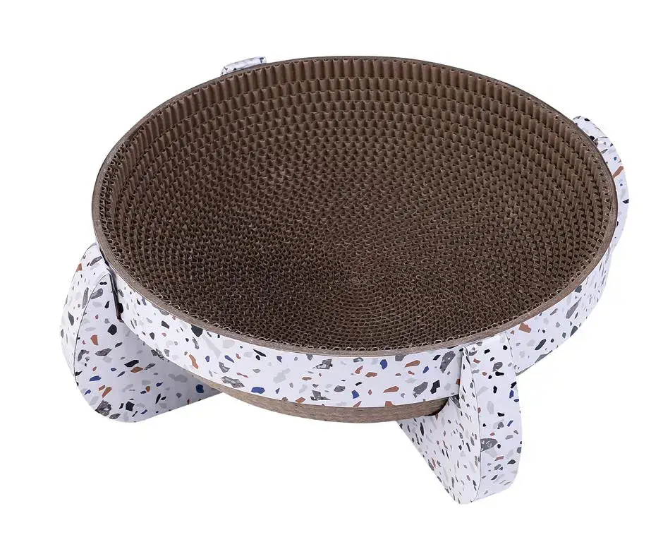 Wouapy Griffoir navette Chat carton terrazzo – 13 x 35 x 35 cm Solde