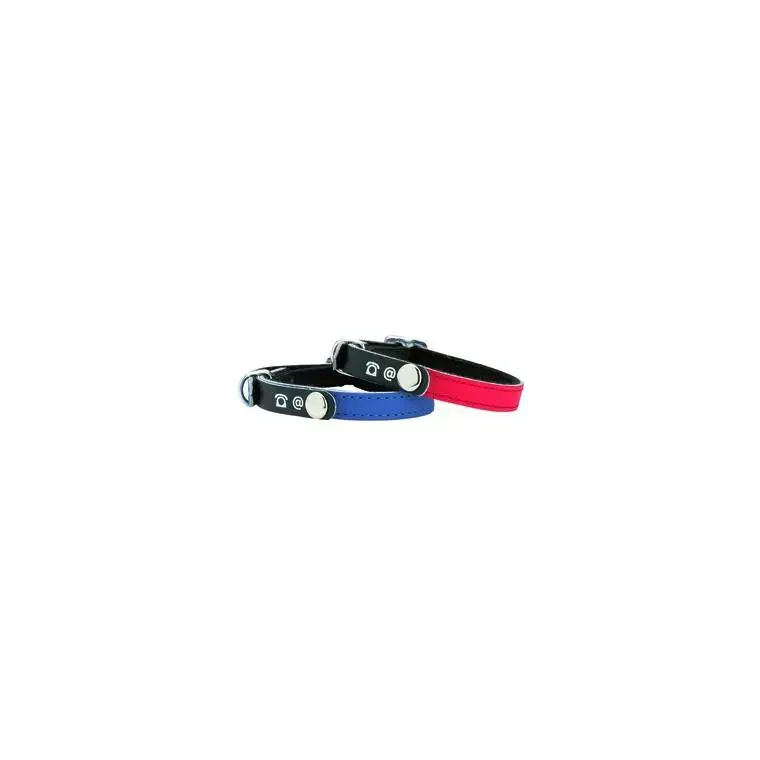 Promotion Saisonnière Bobby Collier simili cuir réfléchissant porte adresse Chat Lost Bleu – 30 x 1 cm
