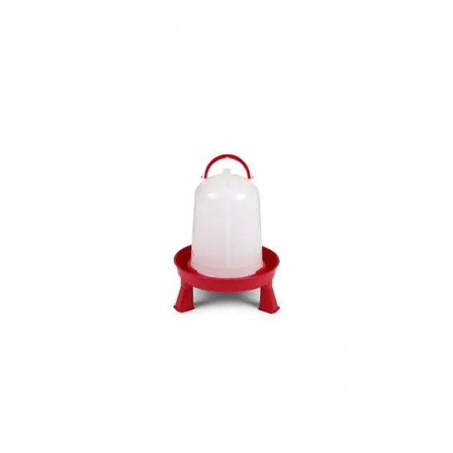 Abreuvoir poule en plastique Eco 3L rouge avec pieds – Gaun Haute Qualité