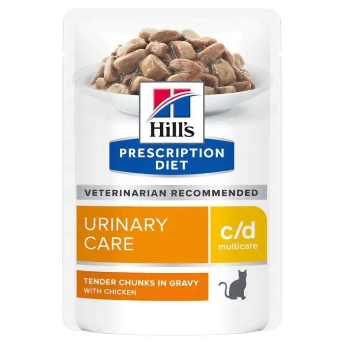 Haute Qualité Hill&rsquo;s Prescription Diet C/D Urinary Multicare Sachets Pour Chat – 12x85g au Poulet