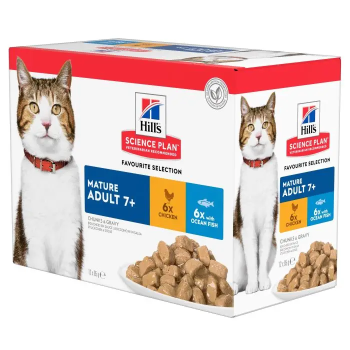 Hill&rsquo;s Science Plan Mature Adult Multipack 12 Sachets Repas Pour Chat Agé Poulet Et Poisson 12x85g Achetez Aujourd&rsquo;hui