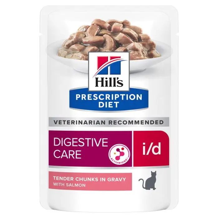 Hill&rsquo;s Prescription Diet I/D AB+ Sachets Pour Chat Au Saumon – 12 x 85g Meilleur Prix