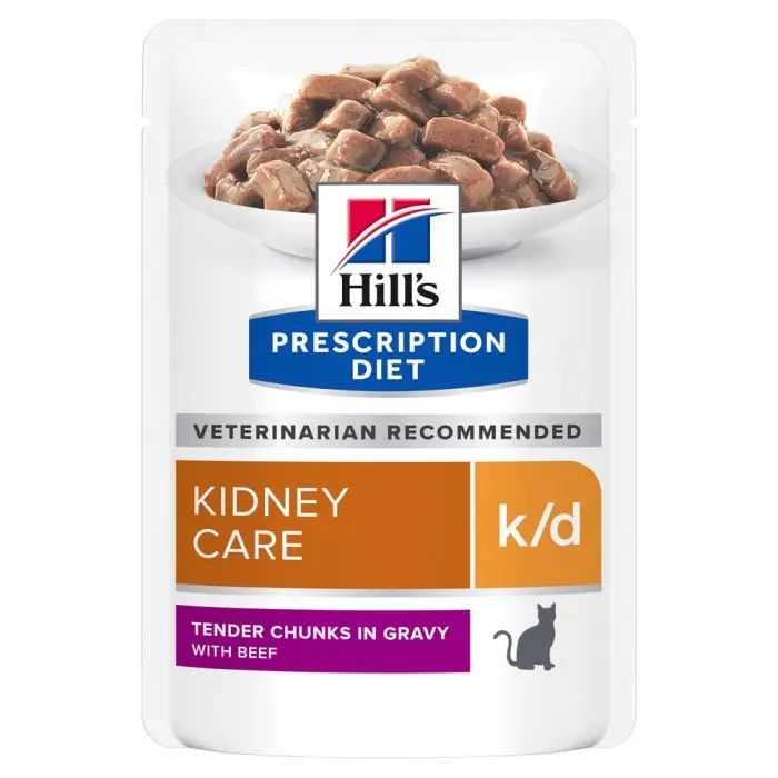 Hill’s Prescription Diet k/d Kidney – Sachet Repas pour Chat au Boeuf – 12 x sachet de 85 g Soldes