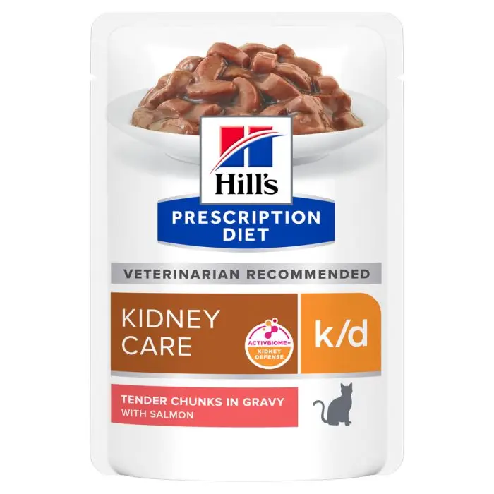 Hill’s Prescription Diet k/d Kidney – Sachet Repas pour Chat au Saumon – 12 x sachet de 85 g Promotion Saisonnière