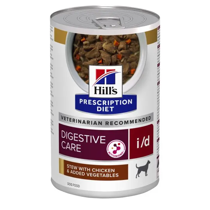 Hill&rsquo;s Prescription Diet I/D AB+ boîtes pour chien au poulet – 12x354g Commander Vite