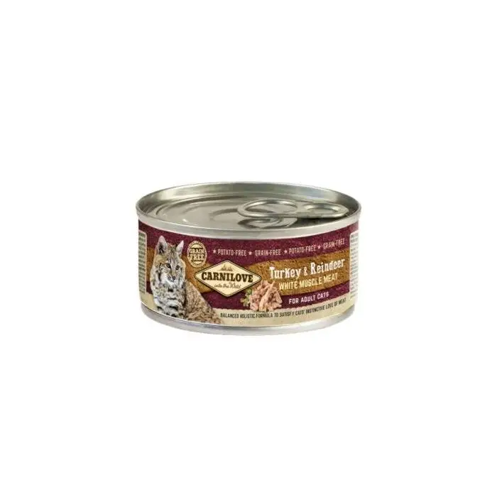 Carnilove Chat Adulte – Dinde et Renne – 6 Boîtes de 100g Nouveauté