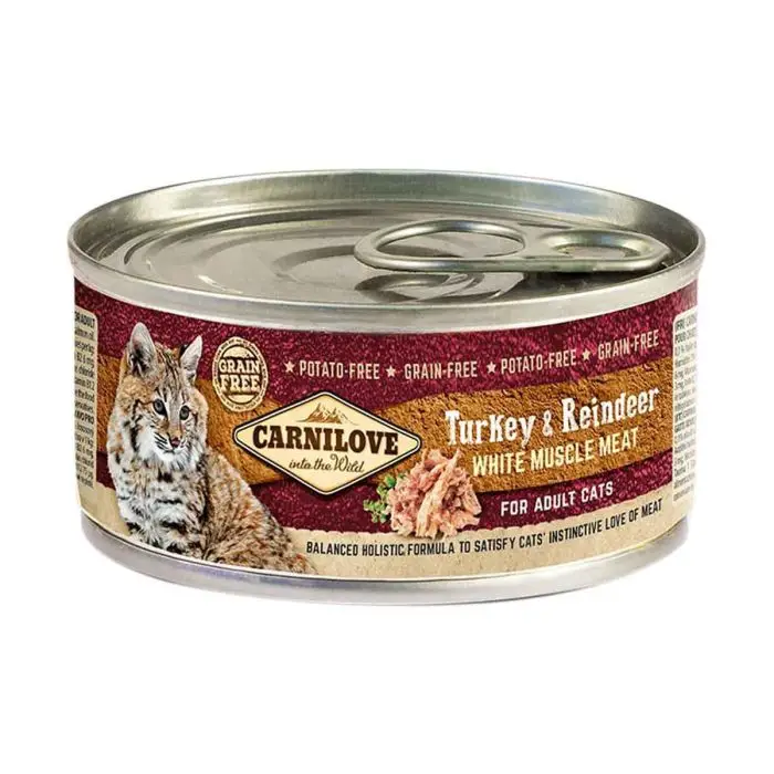 Top Vente Carnilove Chat Adulte – Dinde et Rennes – 12 Boîtes de 100g